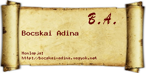 Bocskai Adina névjegykártya